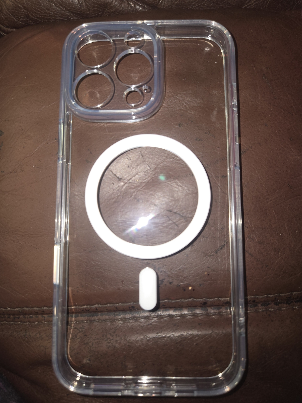 Clear MagSafe-Compatible Phone Case with White MagRing, Iphone 16 Pro Max